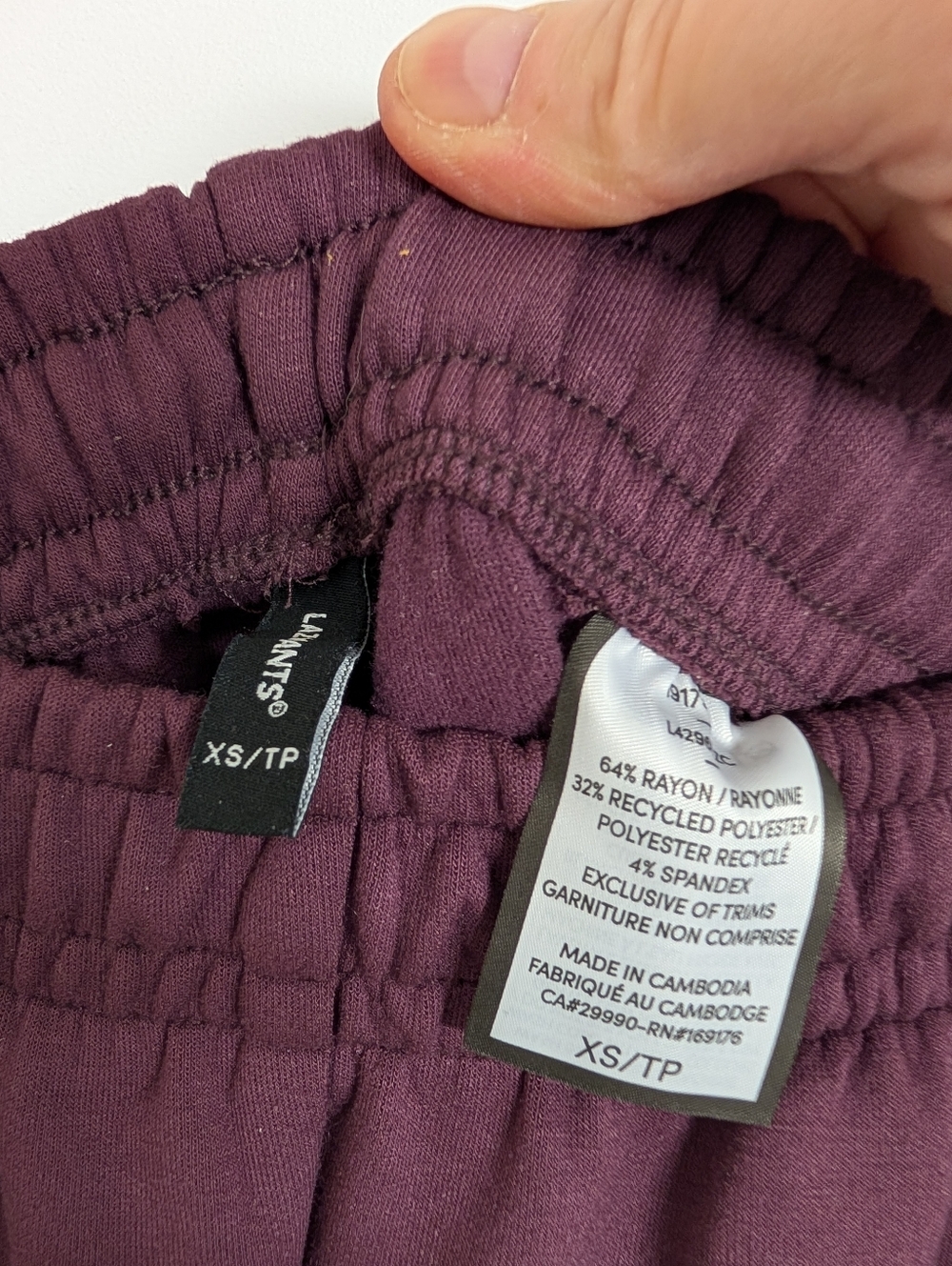 LAZYPANTS JOGGERS BURGUNDY ELASTIC WAIST ATHLEISURE SIZE XS - Picture 4 of 4